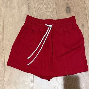 Red Elastic Waist Skort with White Drawstring